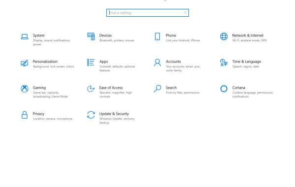 Windows 10 Pro 1909 Setting